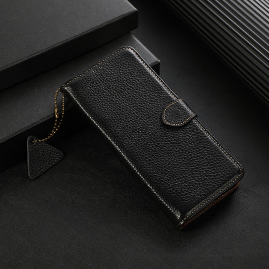 For Google Pixel 10 Pro / 9 Pro Genuine Leather Litchi Texture RFID Leather Phone Case(Black) by buy2fix