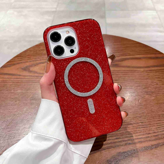 For iPhone 14 Pro Glitter MagSafe Magnetic TPU Phone Case(Red) by buy2fix