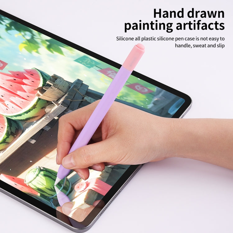 For Apple Pencil (USB-C) Double Cap Contrasting Color Silicone Protective Case(Sky Blue) by buy2fix