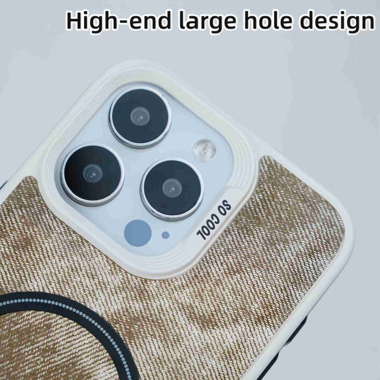 For iPhone 14 Pro Max Contrast Color Denim MagSafe Magnetic Phone Case(Grey) by buy2fix