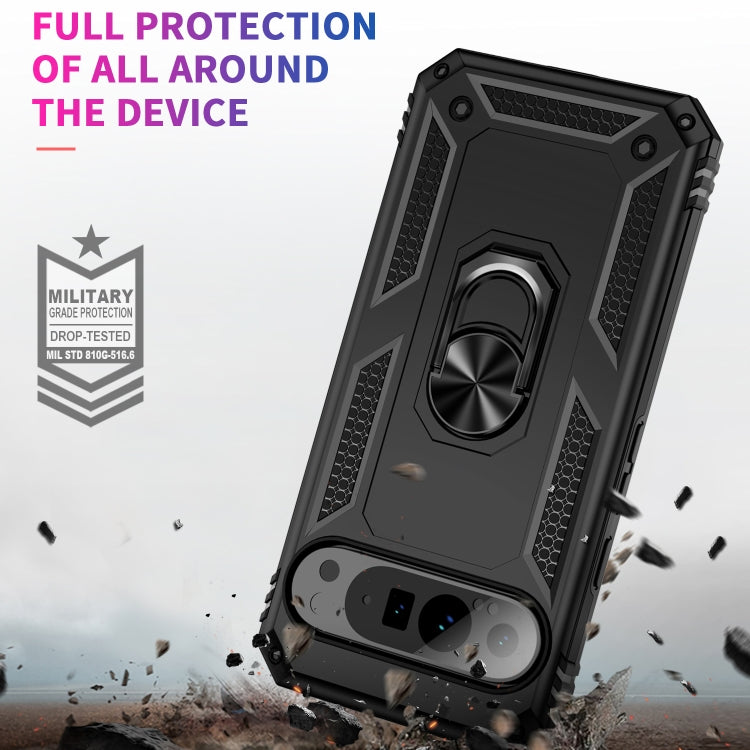 For Google Pixel 9 Pro XL Shockproof TPU + PC Phone Case with Holder(Black) by buy2fix