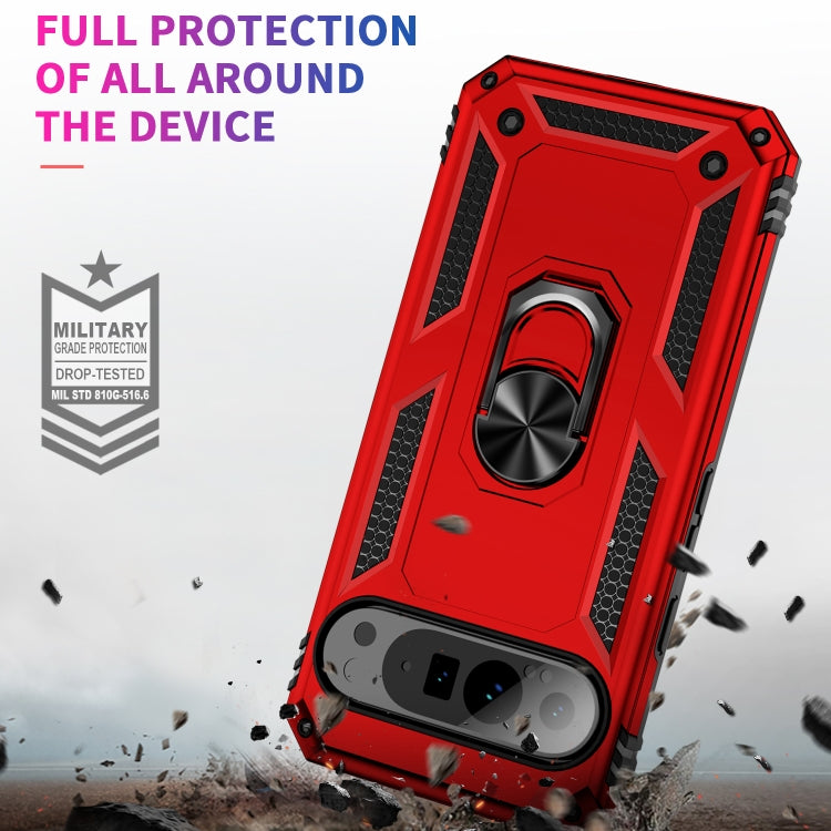 For Google Pixel 9 Pro XL Shockproof TPU + PC Phone Case with Holder(Red) by buy2fix