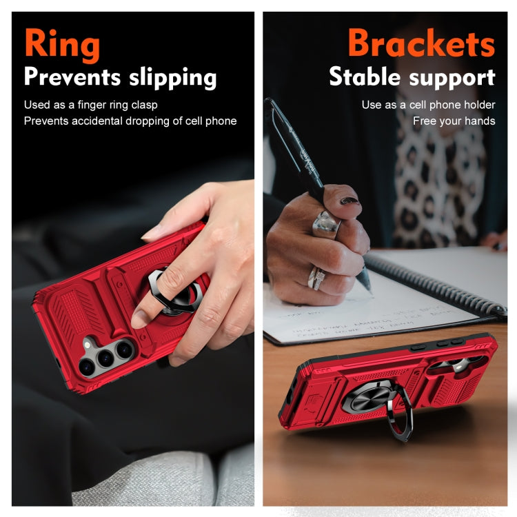 For Samsung Galaxy S24+ 5G TPU+PC Shockproof Card Phone Case with Metal Ring Holder(Red) by buy2fix