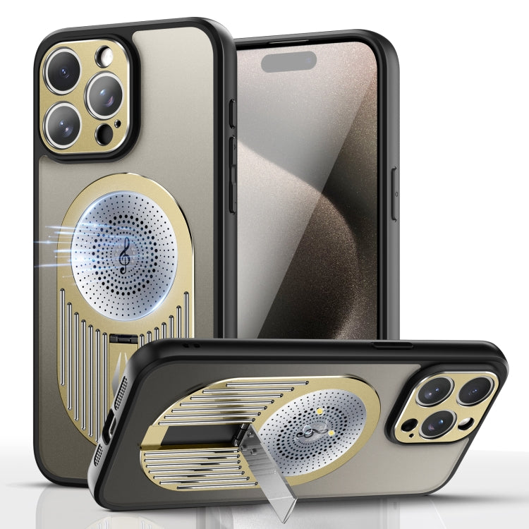 For iPhone 16 Pro Heat Dissipation Aromatherapy MagSafe Holder Phone Case(Gold) by buy2fix