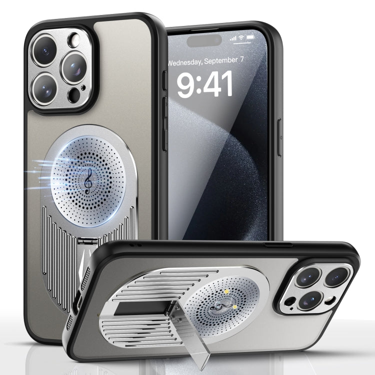 For iPhone 16 Pro Max Heat Dissipation Aromatherapy MagSafe Holder Phone Case(Silver) by buy2fix
