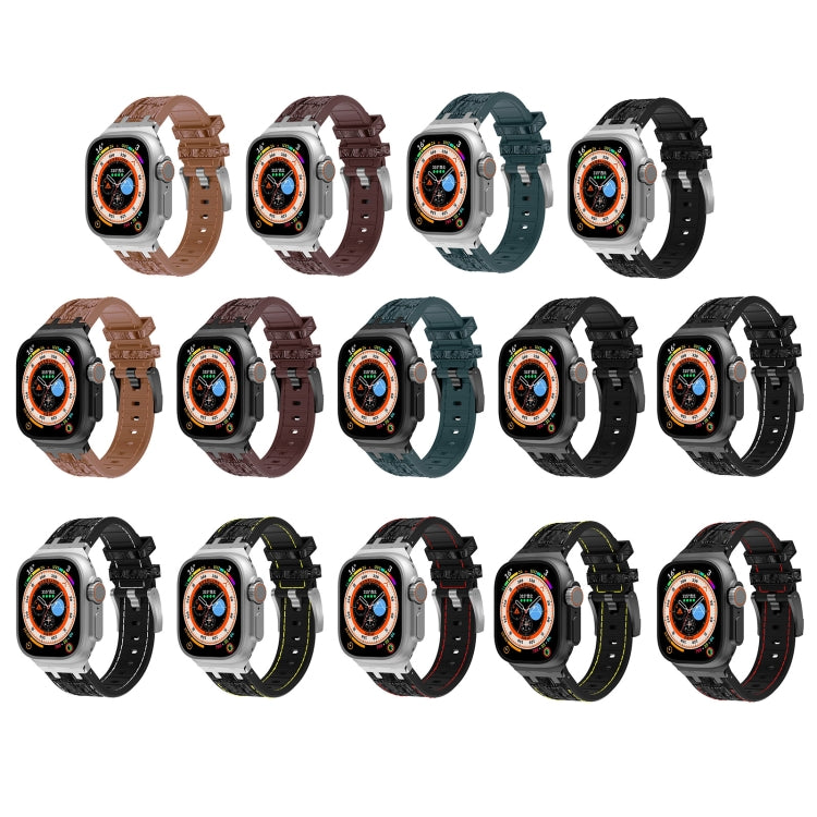 For Apple Watch Series 7 45mm Crocodile Texture Liquid Silicone Watch Band(Black White Black) by buy2fix