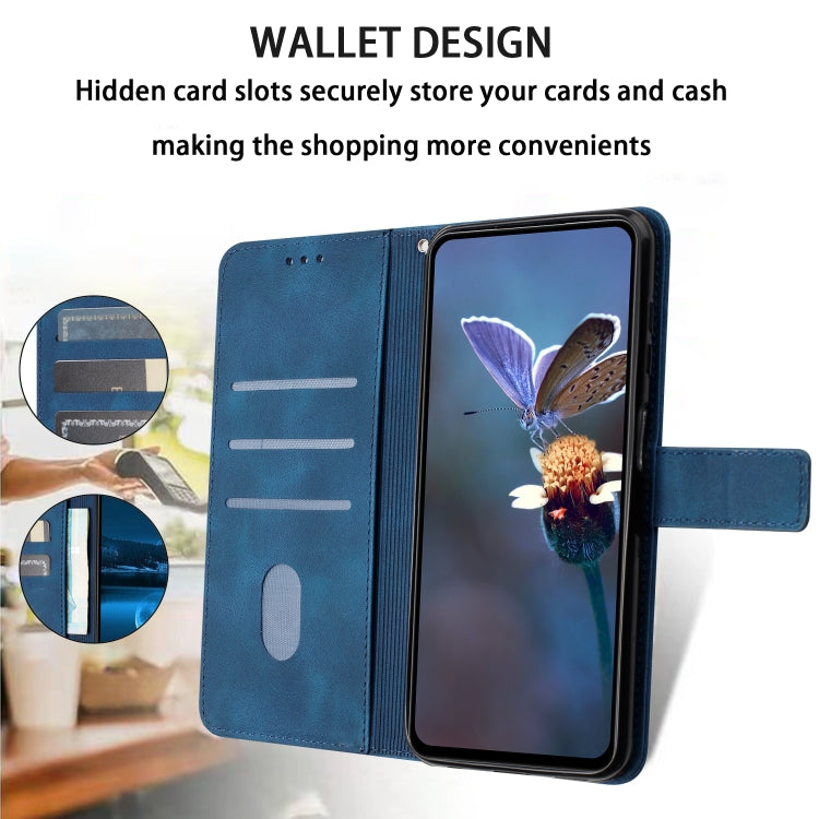 For iPhone 16 Pro Triangle Solid Color Leather Phone Case(Blue) by buy2fix