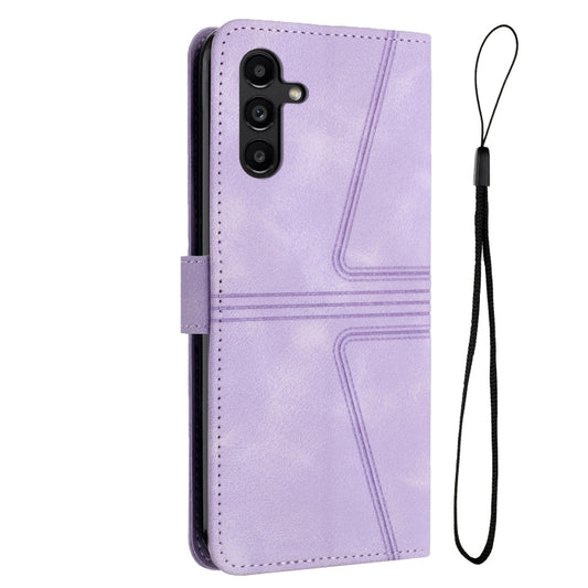 For Samsung Galaxy S24+ 5G Triangle Solid Color Leather Phone Case(Purple) by buy2fix