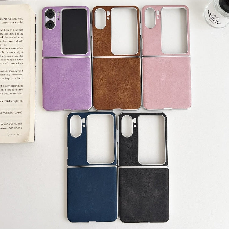 For OPPO Find N2 Flip Skin Feel Leather Texture Pearlescent Paint Shockproof Phone Case(Brown) by buy2fix