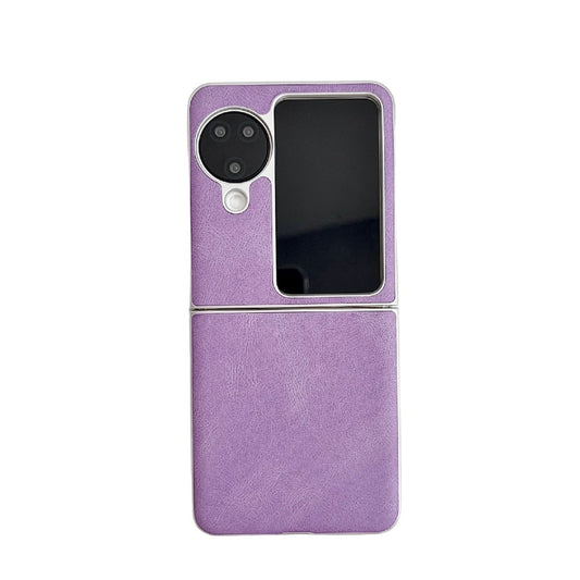 For OPPO Find N3 Flip Skin Feel Leather Texture Pearlescent Paint Shockproof Phone Case(Purple) by buy2fix