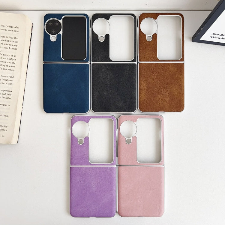 For OPPO Find N3 Flip Skin Feel Leather Texture Pearlescent Paint Shockproof Phone Case(Purple) by buy2fix