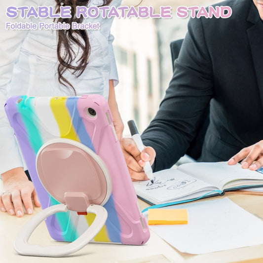 For Amazon Kindle Fire HD10 2023 Silicone Hybrid PC Tablet Case with Holder & Shoulder Strap(Colorful Pink) - Amazon by buy2fix | Online Shopping UK | buy2fix