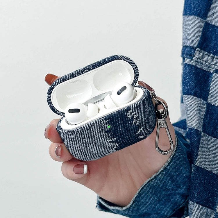 For AirPods Pro Stitching Denim Cloth Bluetooth Earphone Protective Case(Rhombus) by buy2fix