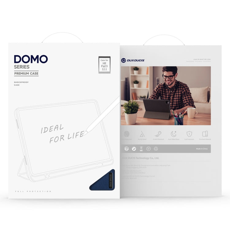 For Honor Pad 9 DUX DUCIS Domo Series Cloth Texture Magnetic Leather Tablet Case(Blue) by DUX DUCIS