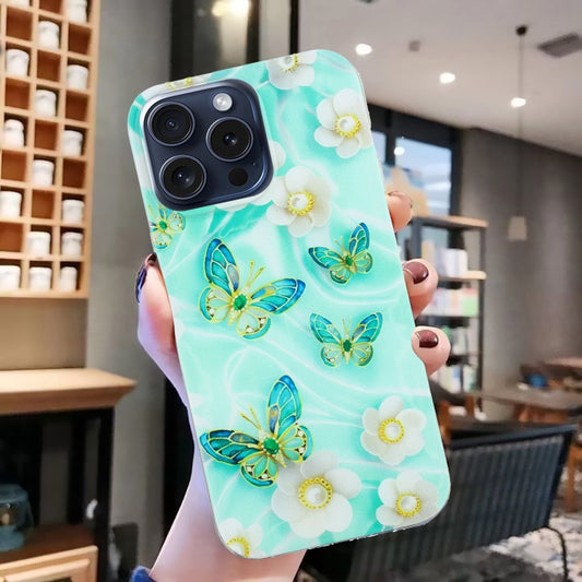 For iPhone 16 Pro Max Colorful Painting Pattern TPU Phone Case(Butterflies) by buy2fix