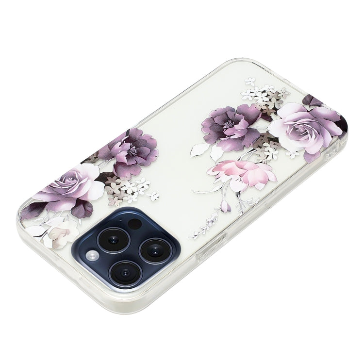 For iPhone 16 Pro Max Colorful Painting Pattern TPU Phone Case(Peony) by buy2fix