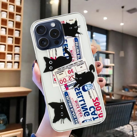 For iPhone 16 Pro Max Colorful Painting Pattern TPU Phone Case(Black Cat) by buy2fix