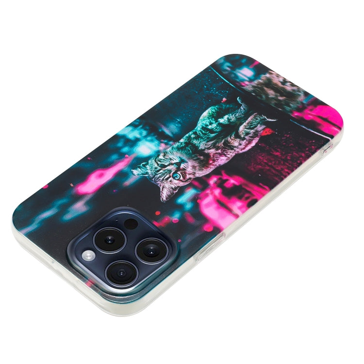 For iPhone 16 Pro Colorful Painting Pattern TPU Phone Case(Traffic Light Cat) by buy2fix