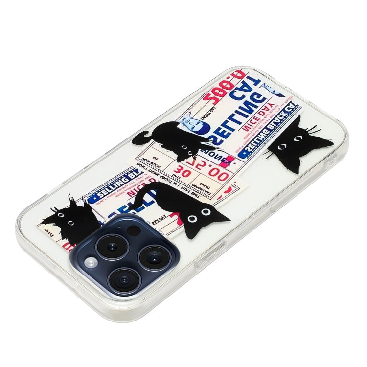 For iPhone 16 Pro Colorful Painting Pattern TPU Phone Case(Black Cat) by buy2fix
