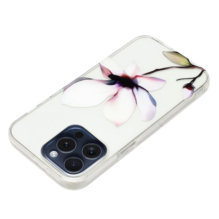 For iPhone 16 Pro Colorful Painting Pattern TPU Phone Case(White Flowers) by buy2fix