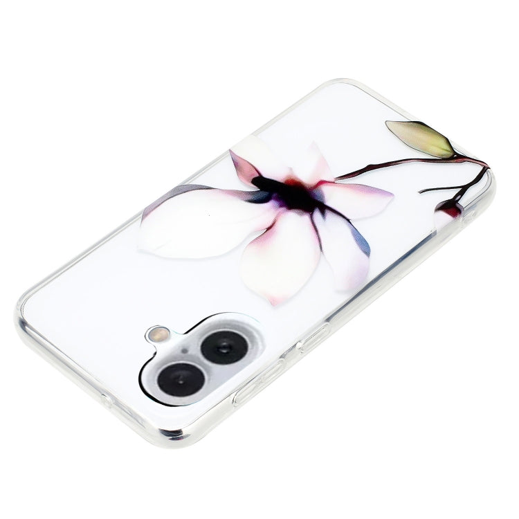 For iPhone 16 Plus Colorful Painting Pattern TPU Phone Case(White Flowers) by buy2fix