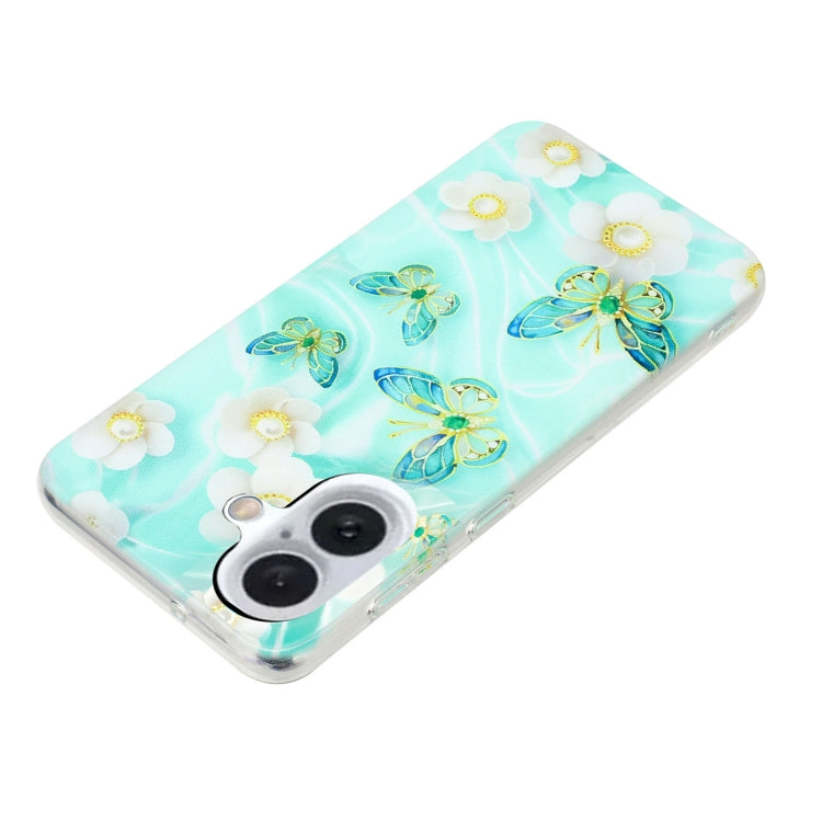 For iPhone 16 Colorful Painting Pattern TPU Phone Case(Butterflies) by buy2fix