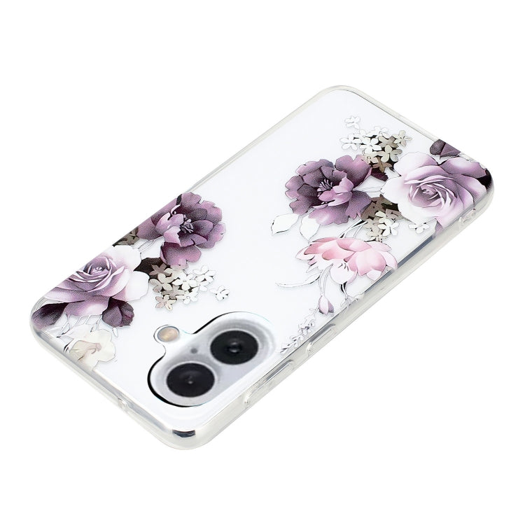 For iPhone 16 Colorful Painting Pattern TPU Phone Case(Peony) by buy2fix