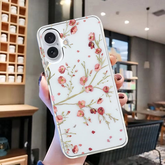 For iPhone 16 Colorful Painting Pattern TPU Phone Case(Red Flowers) by buy2fix