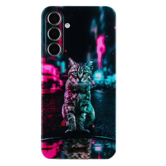 For Samsung Galaxy S24 5G Colorful Painting Pattern TPU Phone Case(Traffic Light Cat) by buy2fix