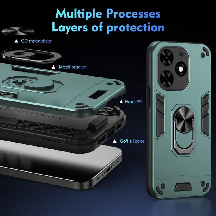 For Tecno Spark Go 2024 Shockproof Metal Ring Holder Phone Case(Green) by buy2fix