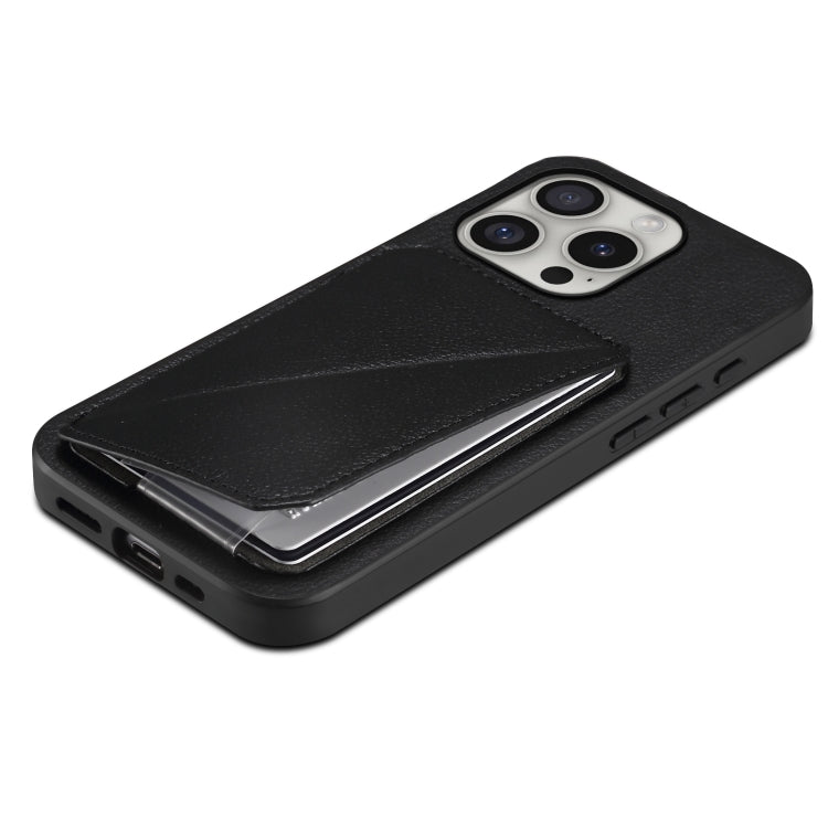 For iPhone 16 Pro D04 Calf Texture Dual Card Slot Holder Phone Case(Black) by buy2fix