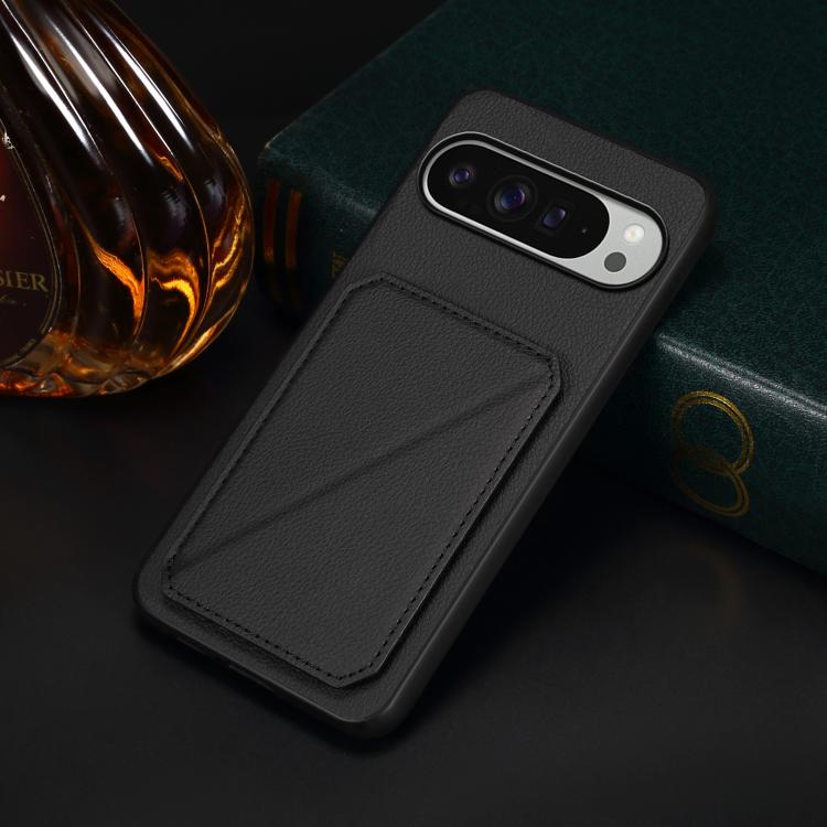 For Google Pixel 10 Pro XL D04 Calf Texture Dual Card Slot Holder Phone Case(Black) - Google Cases by buy2fix | Online Shopping UK | buy2fix