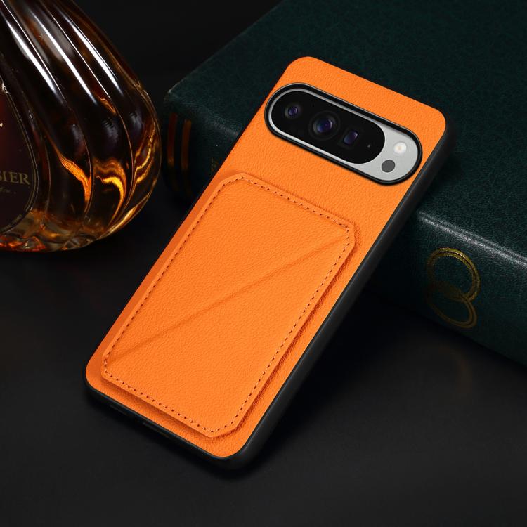 For Google Pixel 10 Pro XL D04 Calf Texture Dual Card Slot Holder Phone Case(Orange) - Google Cases by buy2fix | Online Shopping UK | buy2fix