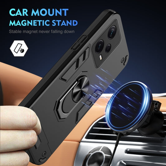 For Xiaomi Redmi Note 12 Pro+ Shockproof Metal Ring Holder Phone Case(Black) by buy2fix