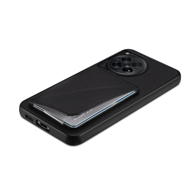 For OnePlus 12 D04 Calf Texture Dual Card Slot Holder Phone Case(Black) by buy2fix