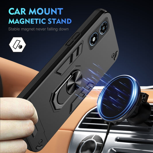 For Motorola Moto G Play 2024 Shockproof Metal Ring Holder Phone Case(Black) by buy2fix