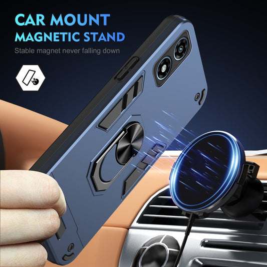 For Motorola Moto G Play 2024 Shockproof Metal Ring Holder Phone Case(Blue) by buy2fix