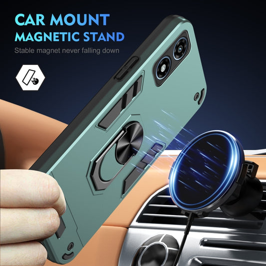 For Motorola Moto G Play 2024 Shockproof Metal Ring Holder Phone Case(Green) by buy2fix