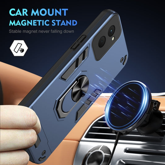 For Motorola Moto G Power 2024 Shockproof Metal Ring Holder Phone Case(Blue) by buy2fix