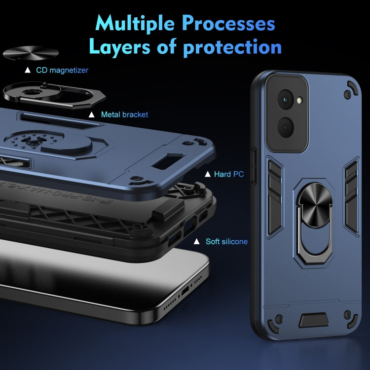 For Motorola Moto G Power 2024 Shockproof Metal Ring Holder Phone Case(Blue) by buy2fix