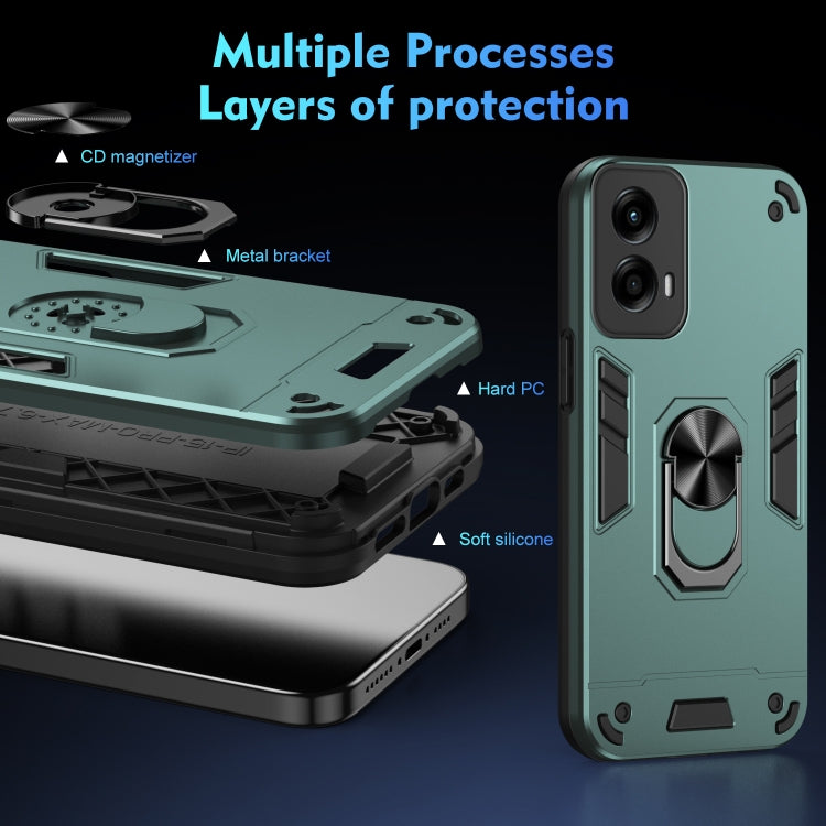 For Motorola Moto G Stylus 5G 2024 Shockproof Metal Ring Holder Phone Case(Green) by buy2fix