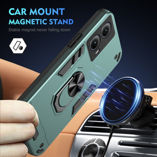 For Motorola Edge 2024 Shockproof Metal Ring Holder Phone Case(Green) by buy2fix