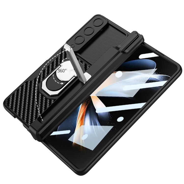 For Samsung Galaxy Z Fold4 GKK Integrated Magnetic Armor Full Coverage Phone Case(Carbon Fibre) by GKK