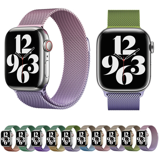 For Apple Watch SE 2023 44mm Milan Gradient Loop Magnetic Buckle Watch Band(Orange Green) by buy2fix