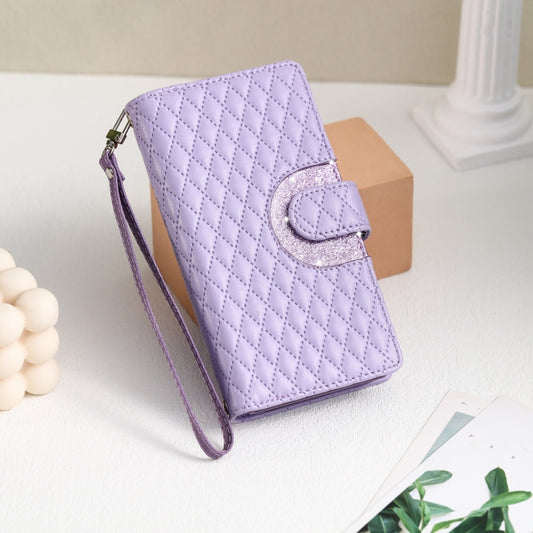 For Google Pixel 9 Pro XL Glitter Lattice Zipper Wallet Leather Phone Case(Purple) by buy2fix