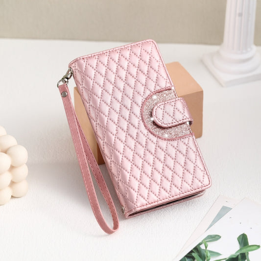 For Google Pixel 9 Pro XL Glitter Lattice Zipper Wallet Leather Phone Case(Rose Gold) by buy2fix