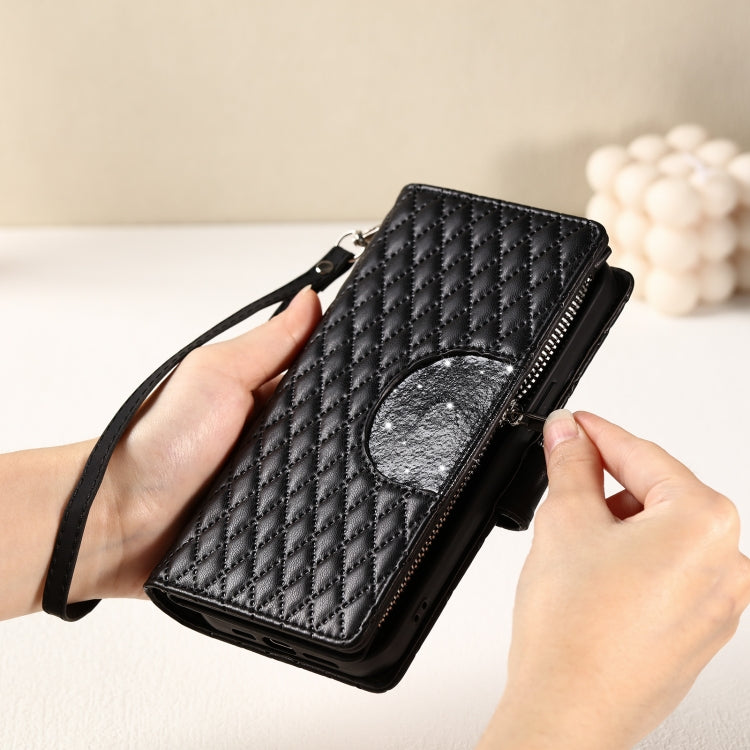 For Google Pixel 9 / 9 Pro Glitter Lattice Zipper Wallet Leather Phone Case(Black) by buy2fix