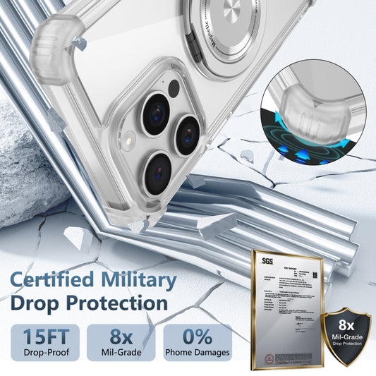 For iPhone 14 Plus Gold Shield CD Pattern MagSafe Magnetic Phone Case with Rotating Stand(Transparent) by buy2fix