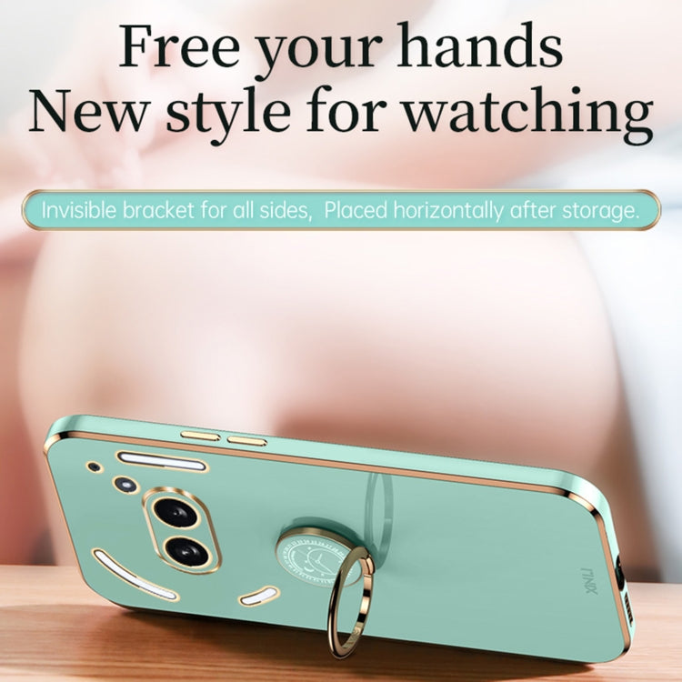 For Nothing Phone 2A XINLI Straight Edge 6D Electroplate TPU Phone Case with Ring Holder(Black) by XINLI