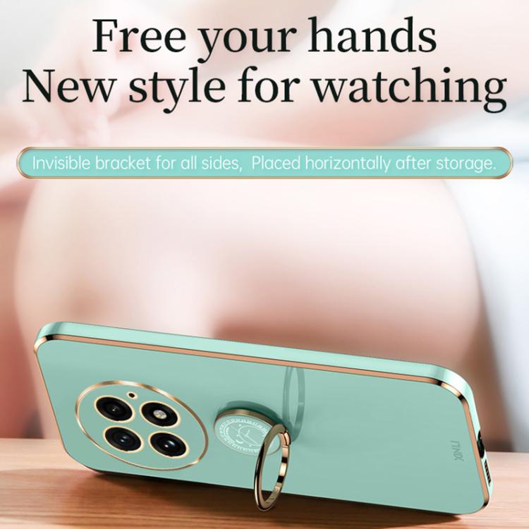 For OnePlus 13 XINLI Straight Edge 6D Electroplate TPU Phone Case with Ring Holder(White) by XINLI